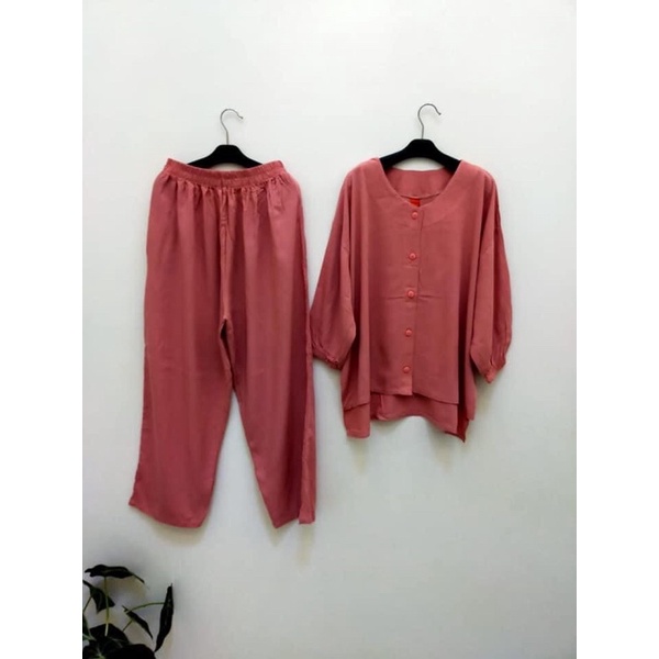 STELAN RAYON MAMA ROSA POLOS KANCING(COD)ONE SET VIRAL/ONE SET TERBARU KEKINIAN