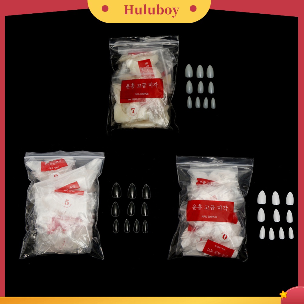 Huluboy Huluboy♡ 500pcs Kuku Palsu Bentuk Oval Untuk Manicure