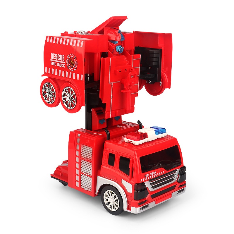 Mainan Robot Transformer Truk Pemadam Kebakaran / Mobil Truck Pemadam kebakaran Transformer LED+Musik / Transformer Mobil 2 in1