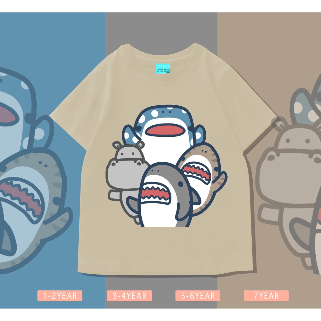 Baju Baby Ikan Hiu / Kaos Distro Anak Laki Laki dan Perempuan / Unisex / Motif Hiu Shark