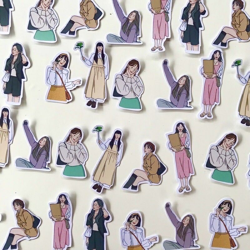 

1 PCS sticker korean OOTD edisi wanita/ bullet journal sticker/ journal sticker
