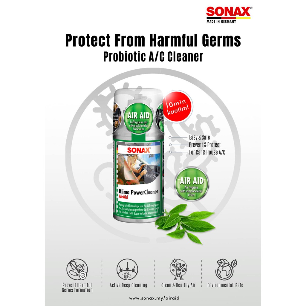 SONAX Car AC Cleaner Anti Bakteri Pembersih Udara AC Interior Mobil Bau Apek Tidak Enak MURAH