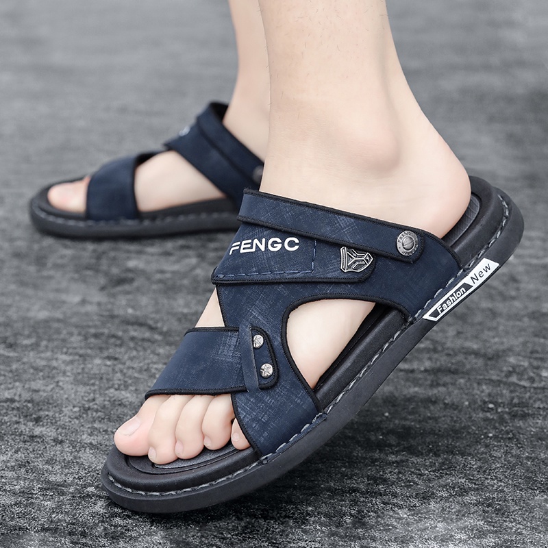 ⭐️⭐️⭐️⭐️⭐️【COD 】SENDAL PRIA SANDAL KULIT  SANDAL PRIA TERBARU KULIT ASLI 100% SOL KARET TPR TIDAK LICIN