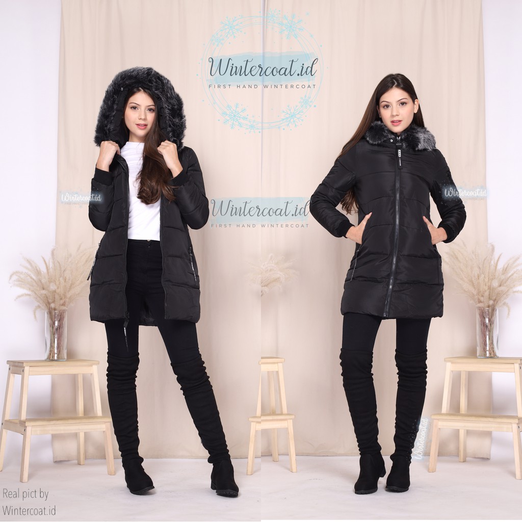 READY INDONESIA FIFI Winter coat wanita jaket mantel jumbo plus size cewek musim dingin women hitam