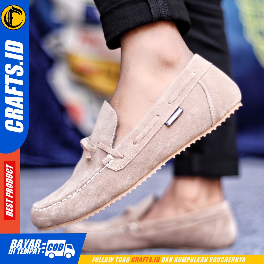 Sepatu Slip On Pria Sepatu Casual Pria Kulit Suede Kerja Kantor Sepatu Slop Pria Sepatu Hitam Pria CRATS CELTIZ