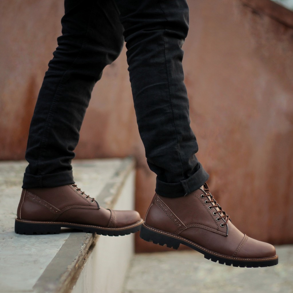 Acoustic Brown | Sepatu Kulit Asli Safety Boot Vintage Klasik Besi Original Footwear | FORIND x Reyl