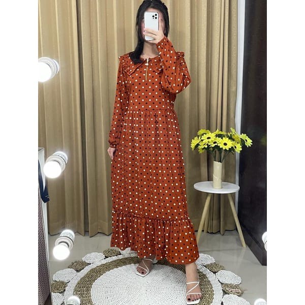 Gamis Polkadot Wanita Gamis Wanita Motif Longdress Voxy