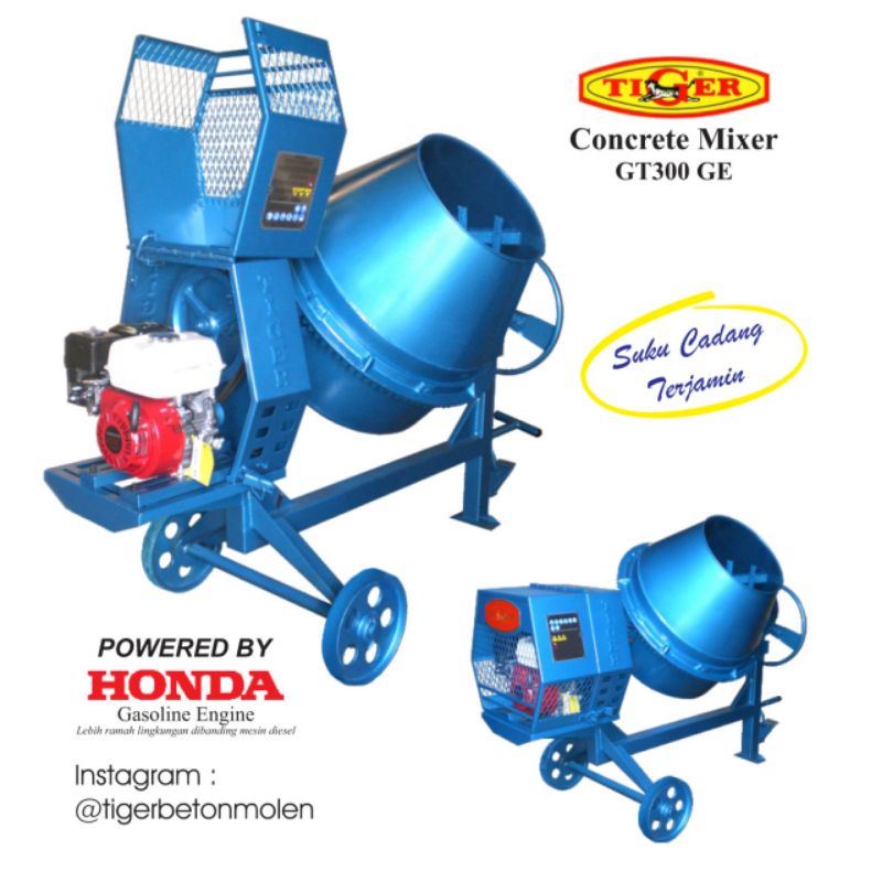 BETON MOLEN / CONCRETE MIXER TIGER GT300 GE BERIKUT MESIN HONDA GX200