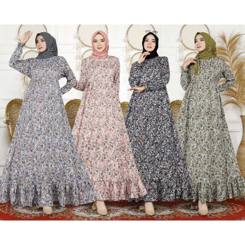 Baju Gamis Wanita Motif Terbaru 2022- Gamis Jumbo Viral - Baju Murah COD