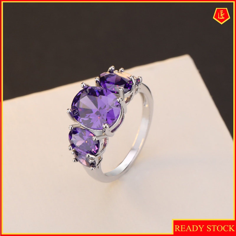 [Ready Stock]Fashion Amethyst Tourmaline Ring