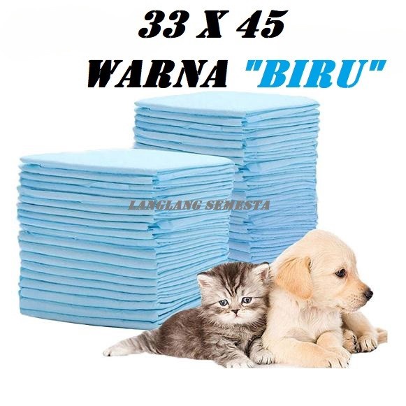 UNDERPAD SIZE S - ALAS PIPIS PUP UNDERPAD KUCING ANJING PERLAK TATAKAN PET TOILET PORTABLE TOILET PORTABLE UK 33X45CM WARNA BIRU