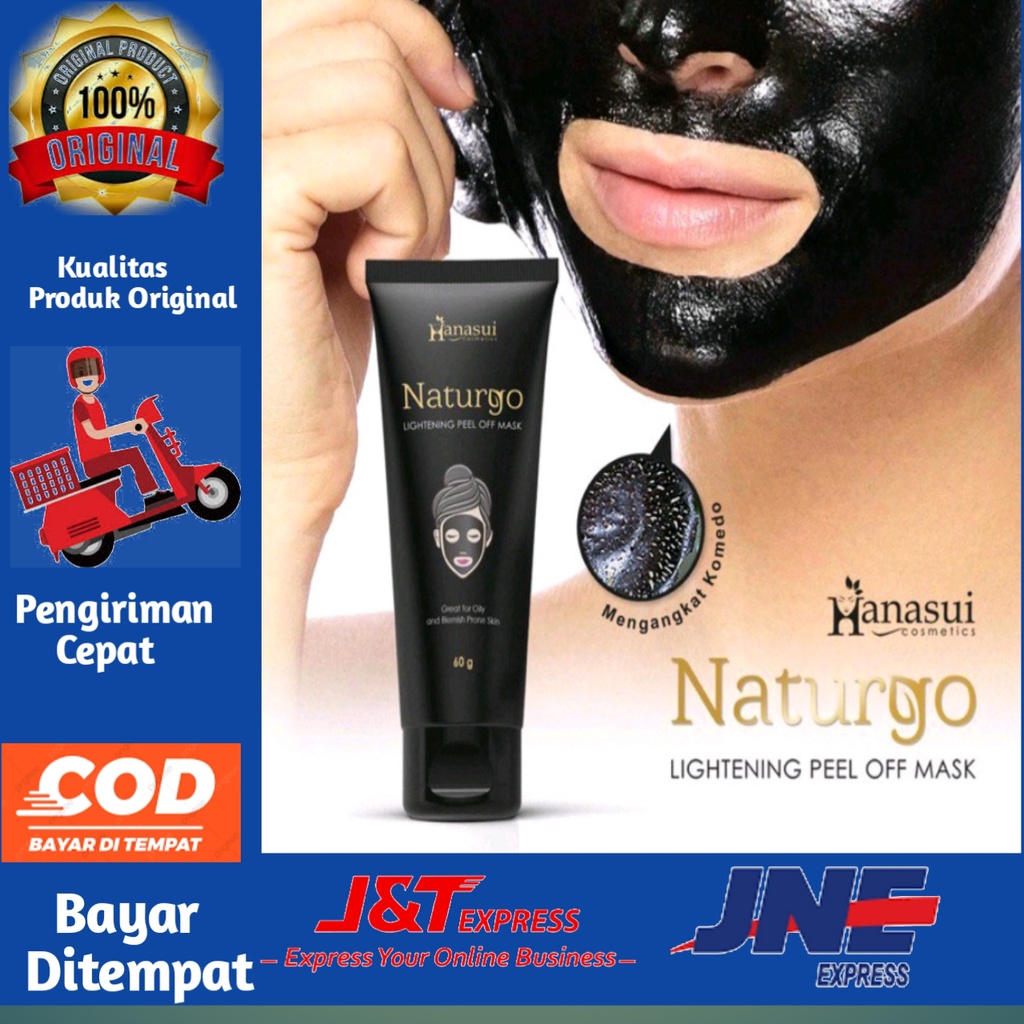 [BISA COD] Masker Wajah Naturgo BPOM Hanasui Hitam Tube Pembersih Komedo Jerawat Ampuh Praktis Masker Lumpur