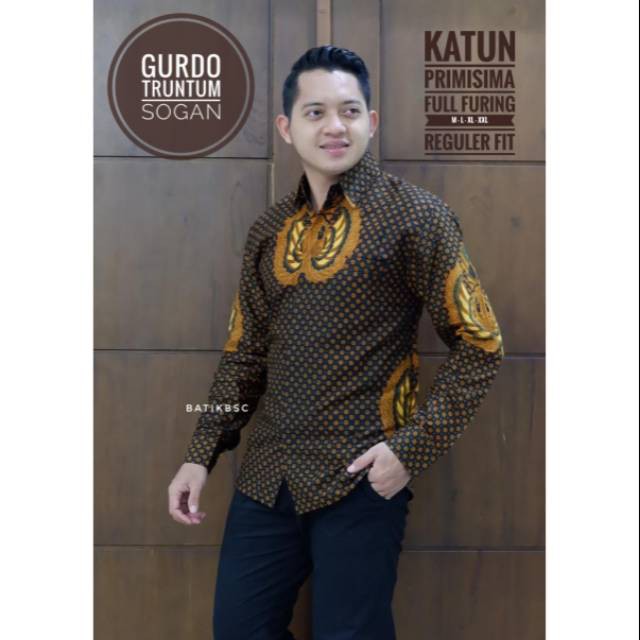 KEMEJA BATIK PRIA GURDO TRUNTUM SOGAN BATIK SOGAN /13.3