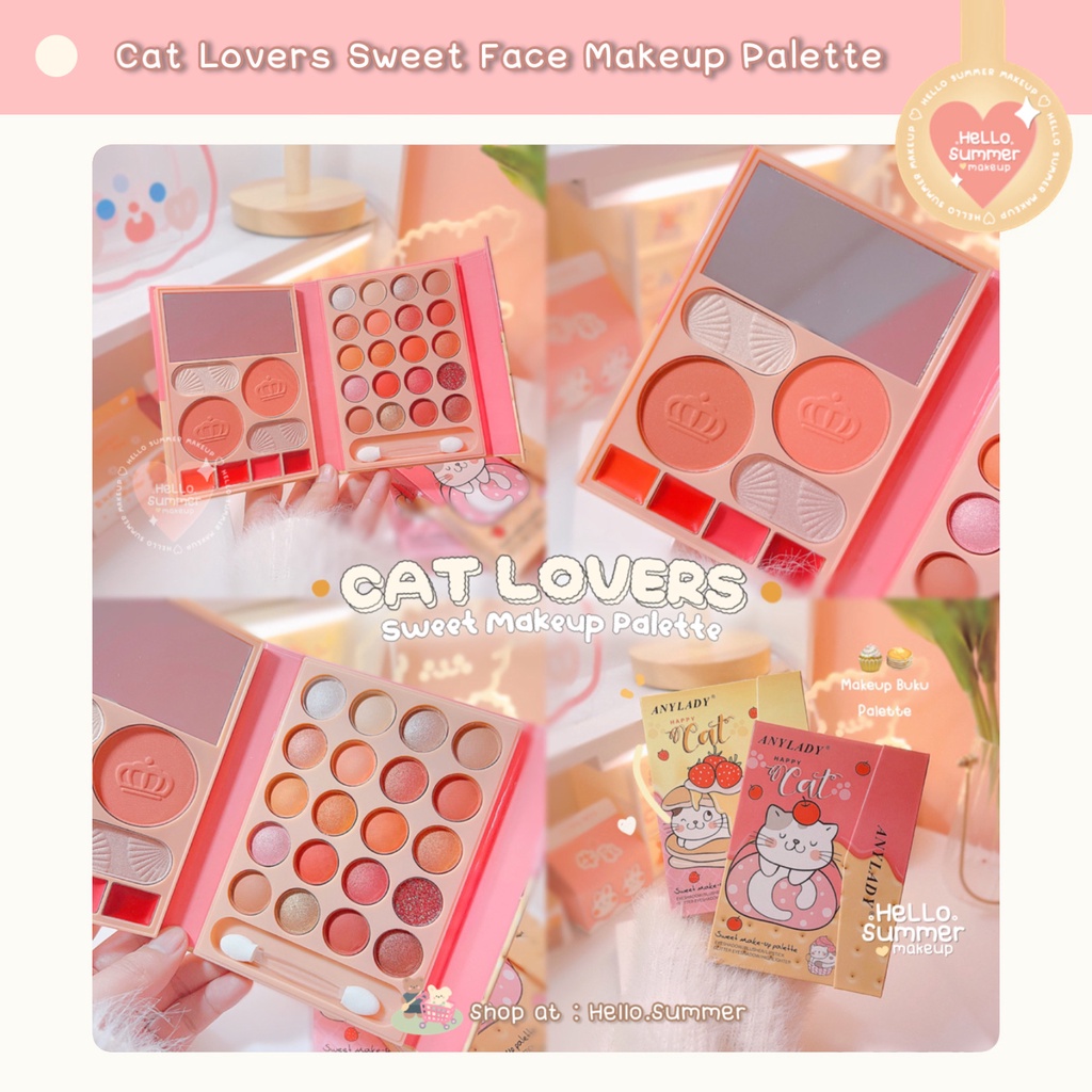 Cat Lovers Face Makeup Palette Book Dairy Eyeshadow Lipstick Highlighter Dengan Brush