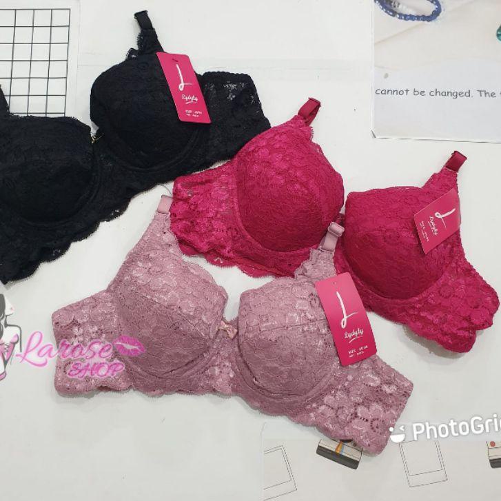Bh Lydyly 49029 Full Brokat | Bra Lydyly Tanpa Busa Pakai Kawat Kait 2 | Bh Tanpa Busa