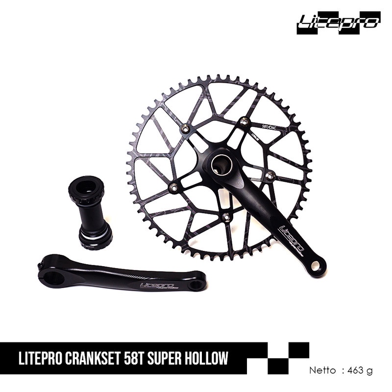 LITEPRO CRANKSET 58T SUPER HOLLOW BLACK