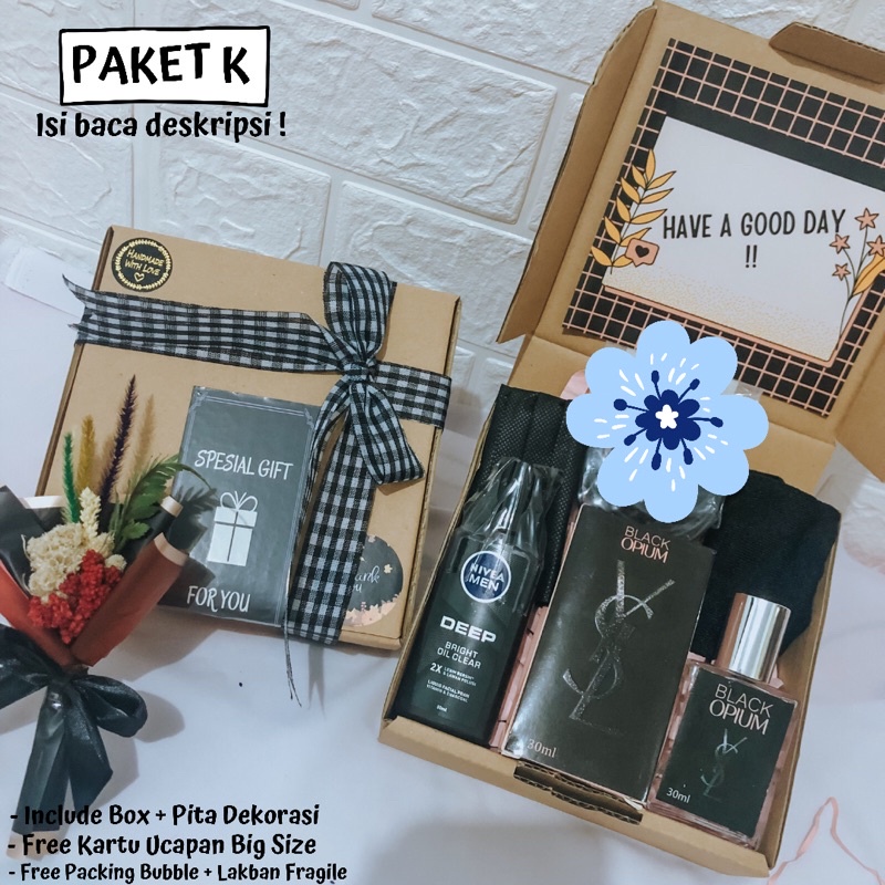 PAKET K Kado Gift Box Hampers Cowok Pria Hadiah Ulang Tahun Wisuda