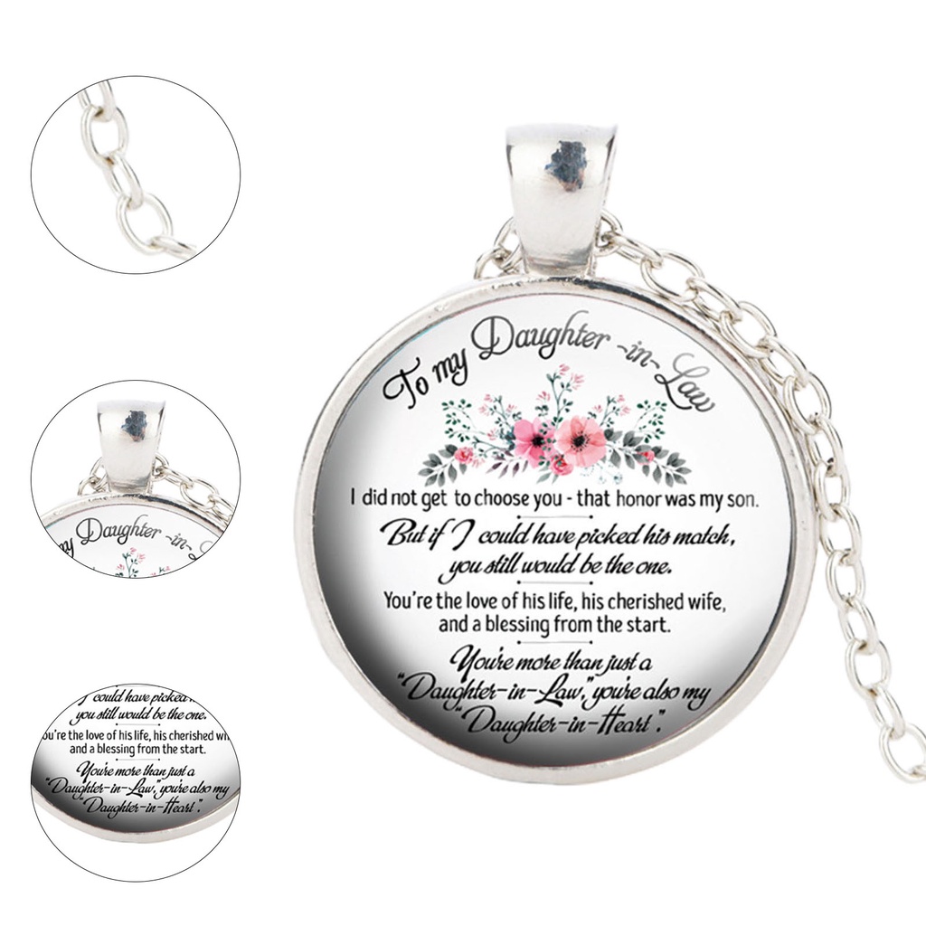 Hu Hu Hu Hu Hu Alat Bantu Pasang Kacamata♡ Kalung Rantai Dengan Liontin Bunga Mawar Motif Tulisan My Daughter Untuk Wanita