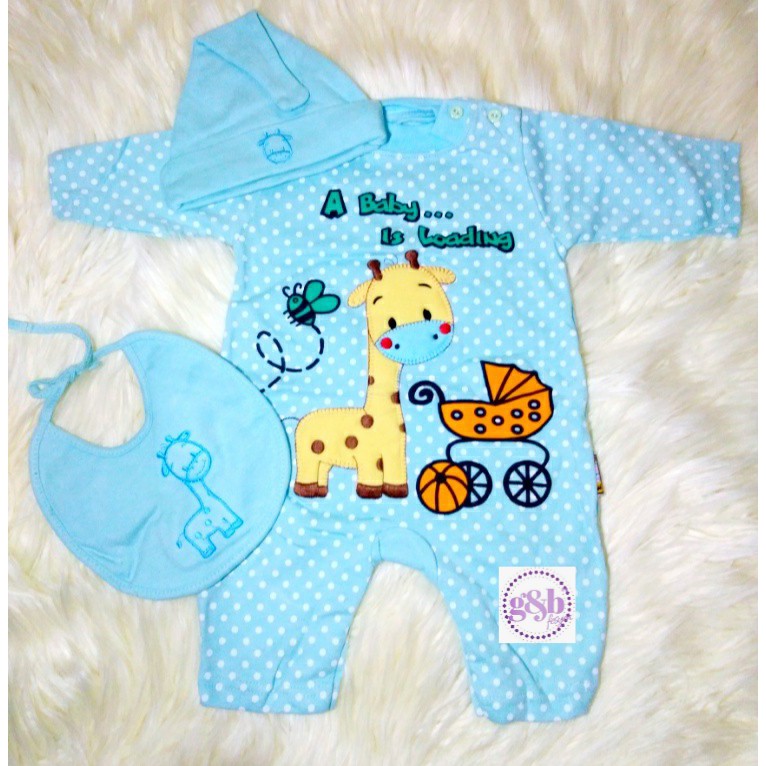 0-6 Bulan Jumper / Jumpsuit Bayi Set Jerapah Kereta