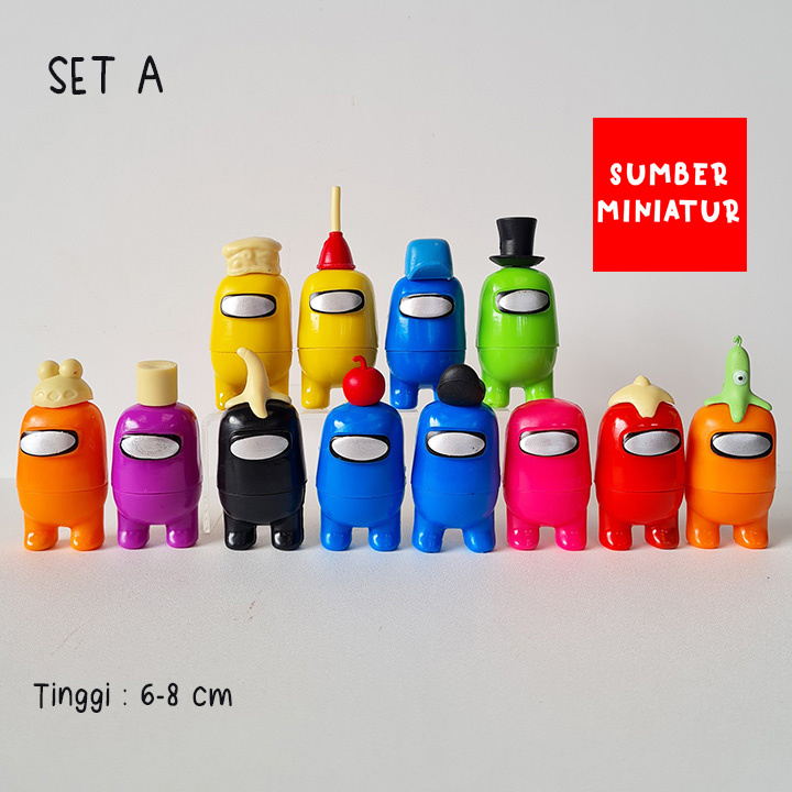 Set Figure Pajangan Mainan Hiasan Kue Among Us Ukuran Sedang isi 12 pc