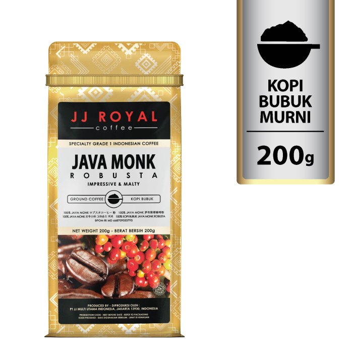 

Coffee/Kopi JJ Royal Java Monk Robusta Ground Bag 200g
