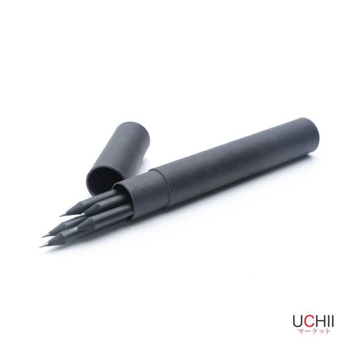 

S3853 Wooden Black Writing Pencil set 5 pcs Tube Case Pensil Tulis Kayu