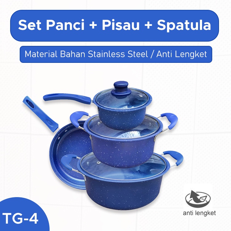 Panci Set dengan Free Pisau Set Dapur Multifungsi Anti Karat Anti Lengket WD