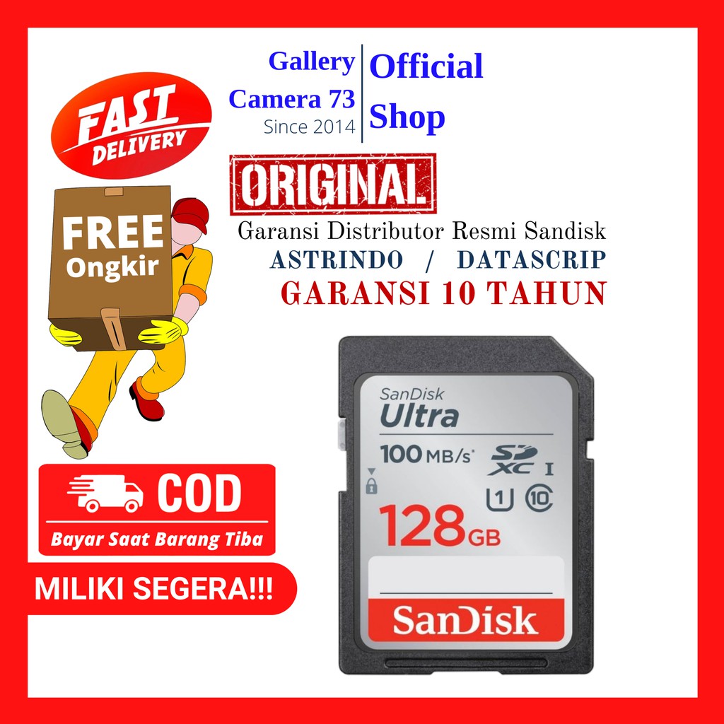 Sandisk ultra 128gb sd card memori sandisk original sandisk official store