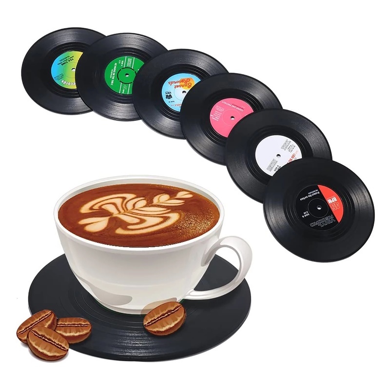 1pc Creative Heat-resistantNonslip Vinyl Record Table Mats/Cup Coaster for Home Decor，Kitchen