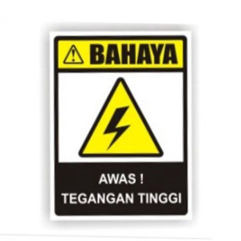 

Stiker sign 20x25.AWAS TENGANGAN TINGGI Rambu k3 safety
