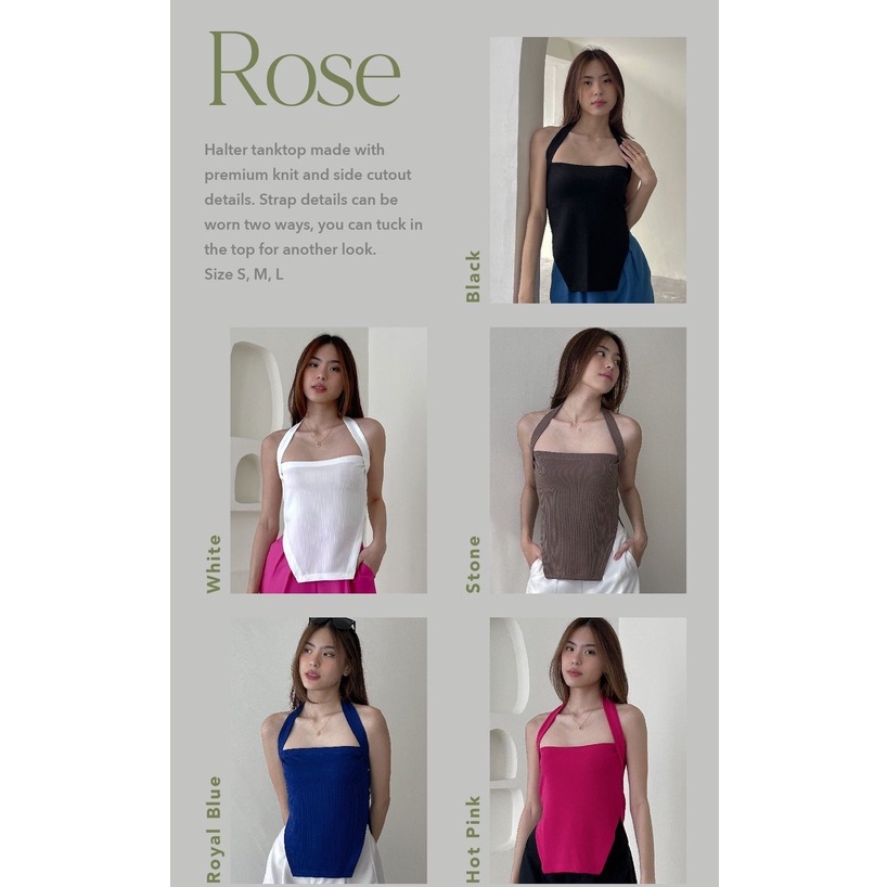 Rose Halter Top —— Ocha Wear | Premium Knit Wanita | Tanktop Camisole Side Cut Out | Atasan Murah Berkualitas