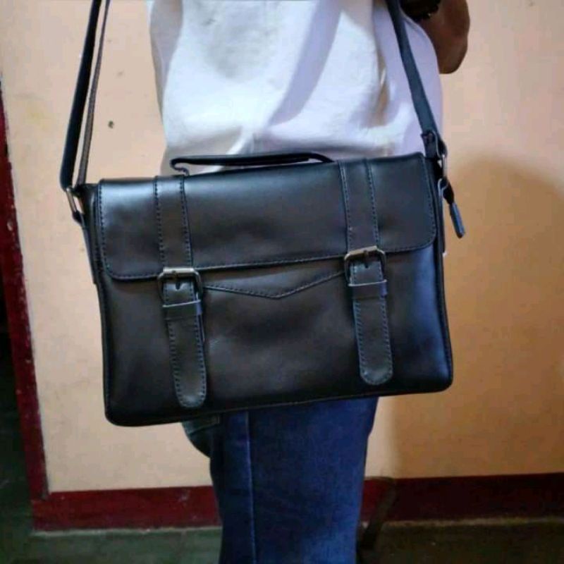 tas laptop kantor kulit sapi asli full up