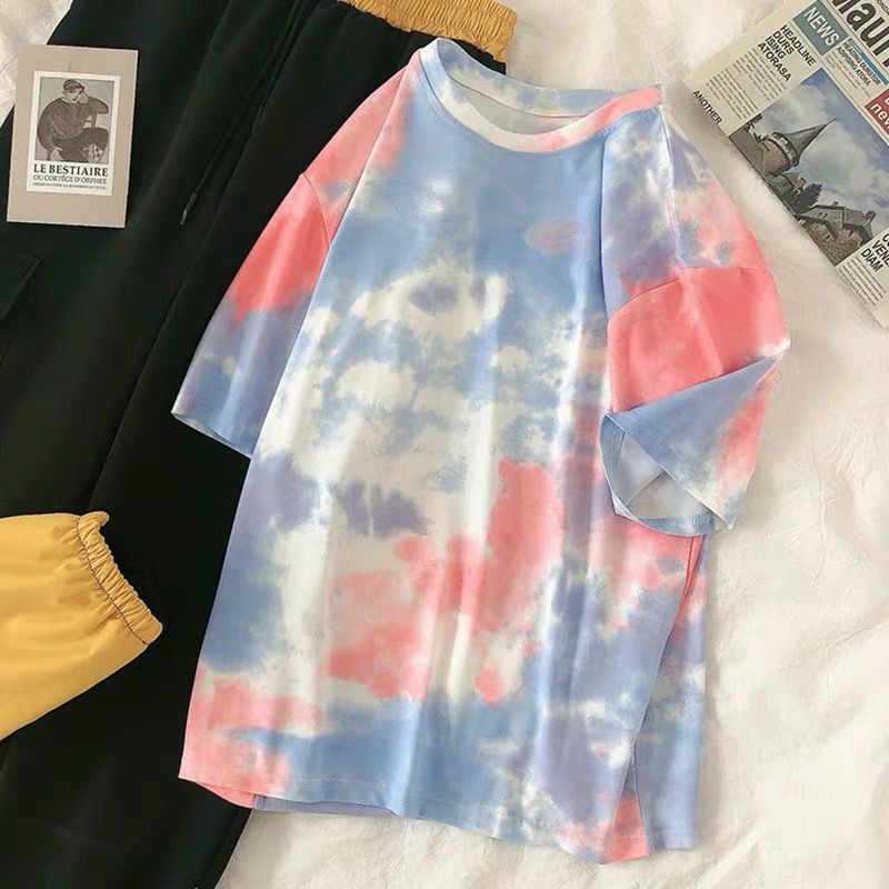 THISTLE SALE - Oversize Tee Tshirt Wanita Model Longgar Motif Abstrak Tie Dye