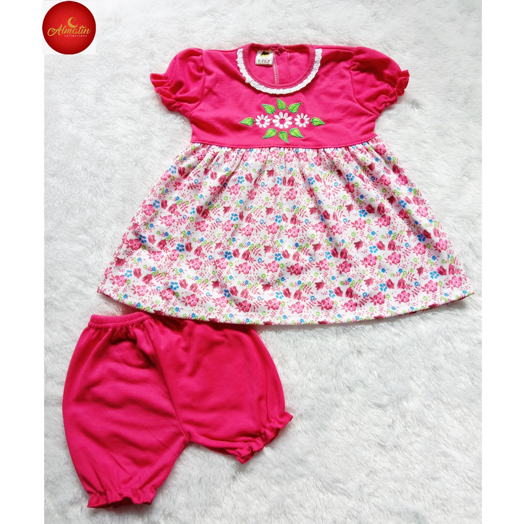 3 Set Setelan Baju Bayi Perempuan/ Dress Bayi Usia 3 - 18 Bulan, Murah Berkualitas