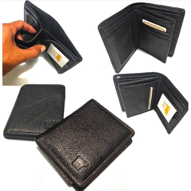 dompet lipat Pria model vertikal 3 dimensi kulit asli imporr buffle