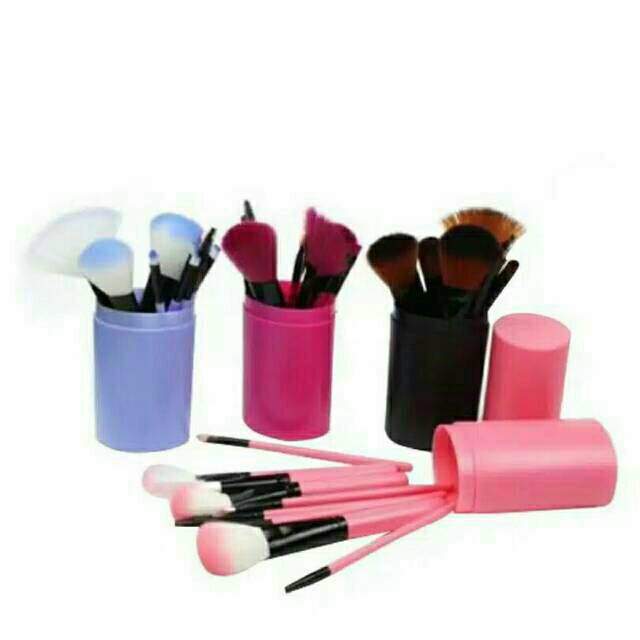 Kuas Alat Makeup 12 Pcs Make Up Pro Brush 12In1 12 Set Tube Tabung Penyimpanan