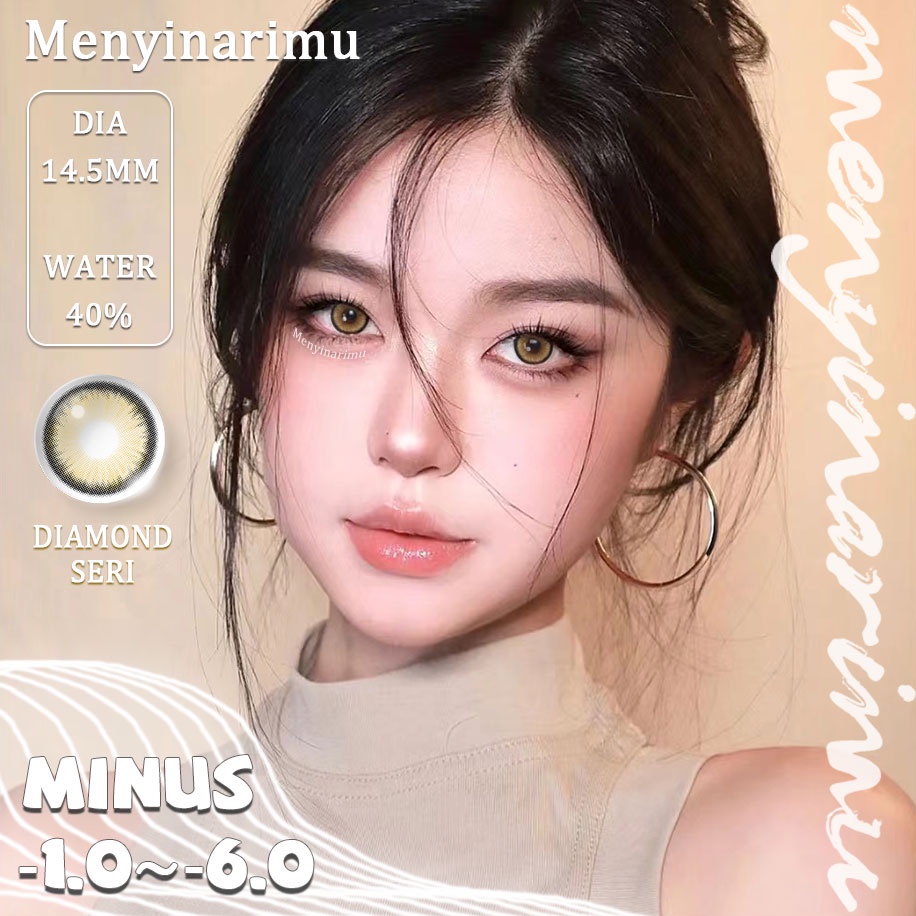 (COD)Menyinarimu DIAMOND Softlens Minus(-1~-6) Softlens Gray Lensa Mata Penuh Gaya Dan Cantik Softlens Brown Warna Lensa Kontak Soflen 2022 DIA 14.5MM New Dubai Import Premium Big Eye  Exoticon Softlen