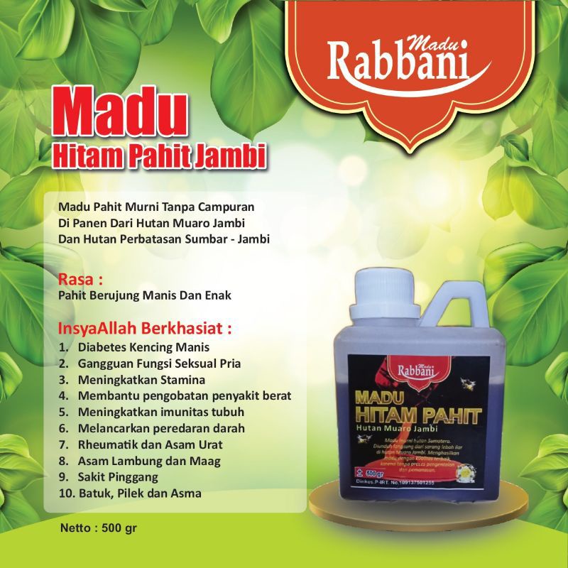 

Madu Hitam Pahit Jambi Murni 100% (500gr)