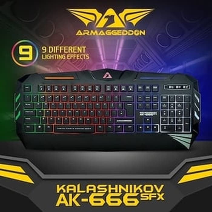 AK-666sfx Spill Proof Gaming Keyboard with 9Lighting by Armaggddon