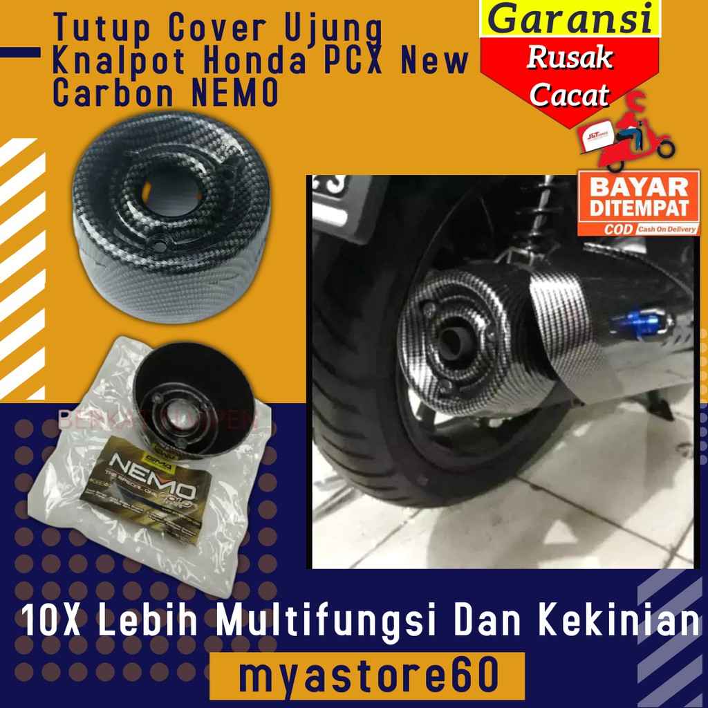 Tutup Cover Ujung Knalpot Aksesoris Variasi Sparepart Honda PCX New Carbon NEMO