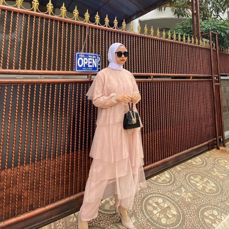 one set Tunic tulle preppy pants