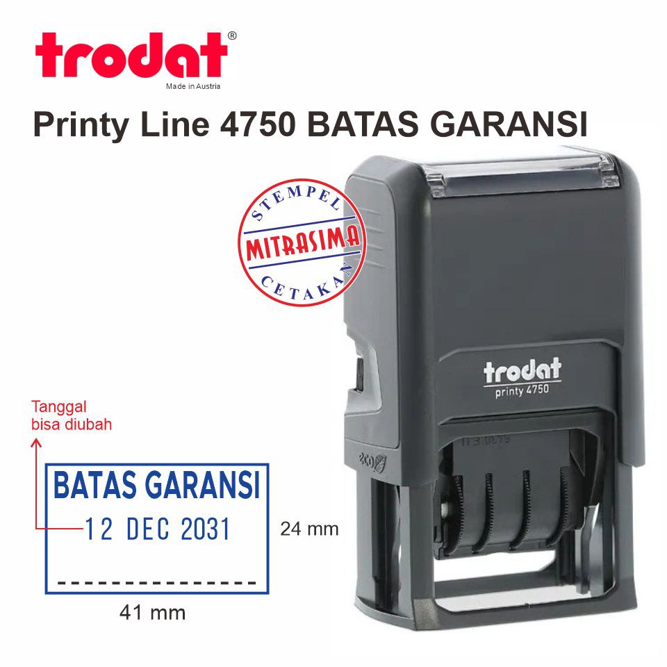 

Stempel Trodat 4750 BATAS GARANSI dengan tanggal ditengah