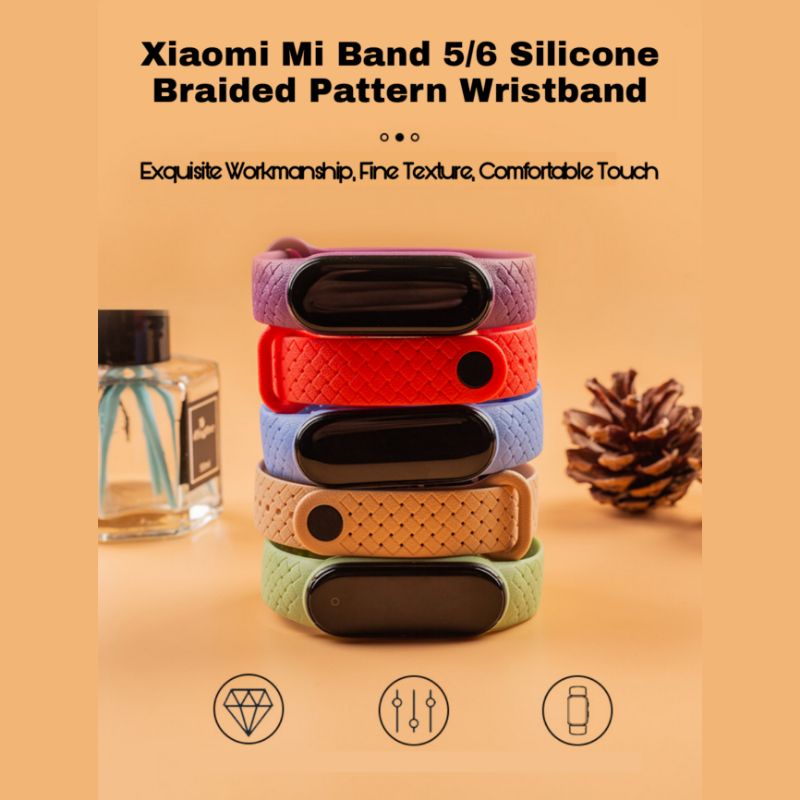 Strap Pengganti Mi Band 5/6 dan Amazfit Band 5 Braided Pattern TPU Silicone