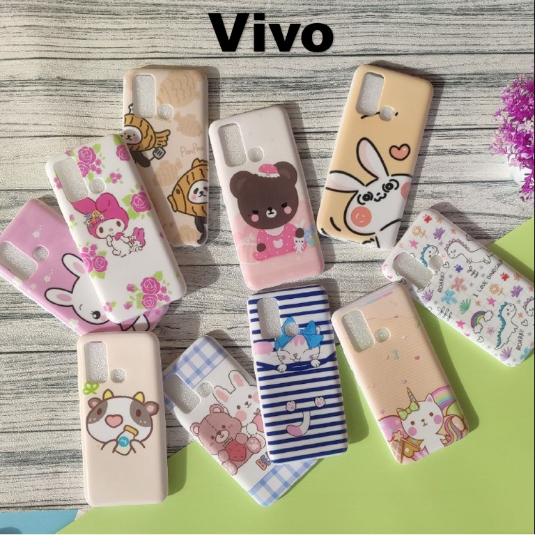 Case Motif Vivo Y30 Y50 Y30i Y91c Y91 Y93 Y95 Y12 Y15 Y17 Y71 Y53 Softcase Karakter Lucu Cewek