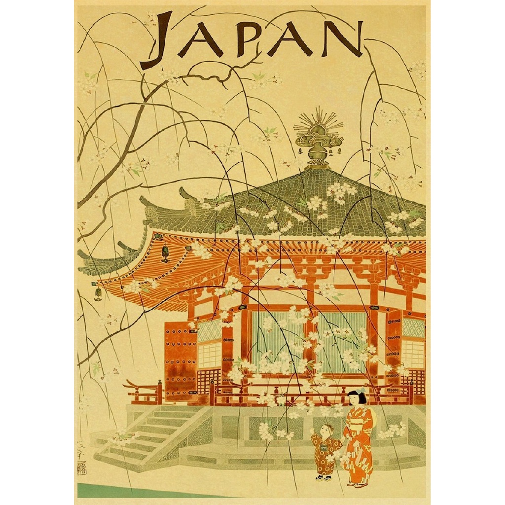 Lukisan Poster Dinding Bahan Kanvas Gaya Jepang Tokyo Travel Untuk Dekorasi Rumah