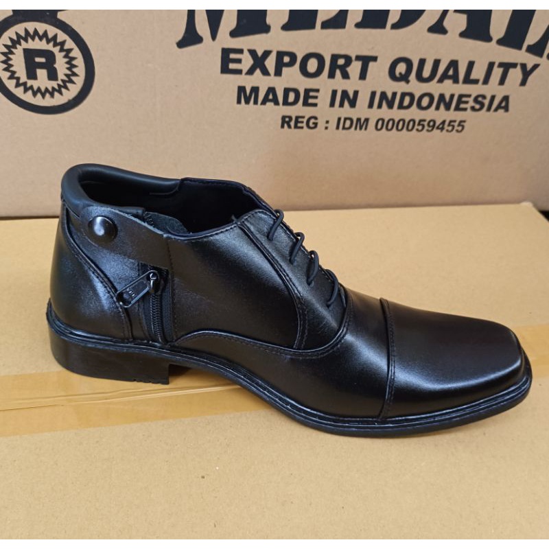 SEPATU PRIA PDH SEMI BOOTS KULIT ASLI POLRI TNI SECURITY SATPAM FORMAL DINAS KANTOR KERJA GURU SEPATU MEDALI