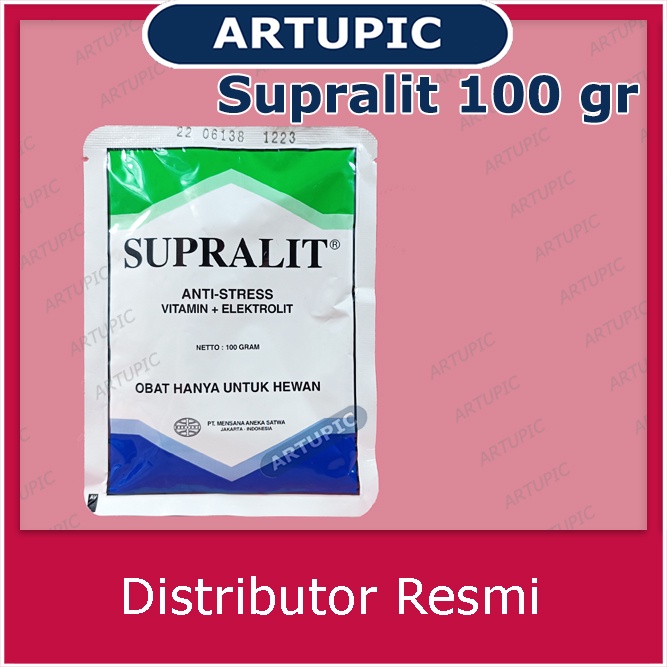 Supralit 100 gram STANDAR Anti Stres Elektrolit Vitamin Unggas Ayam Mensana Artupic