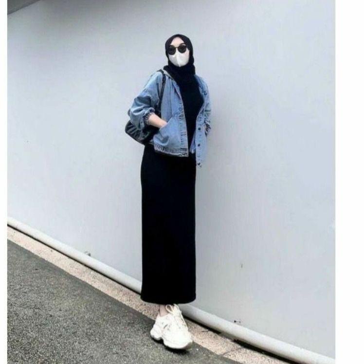 Inner Dress Span / Long Dress Busui / Inner Jersey Spandex / Maxi Dress Rayon / Long Dress Slimfit S