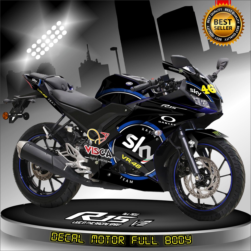 Decal R15 V3 Full Body Stiker R15 V3 Full Body Dekal R15 V3 Sky Vr46