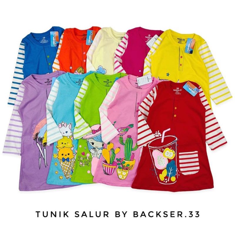 Tunik Anak Backser.33 SIZE 2-8 Tahun Tunik Salur Anak Perempuan